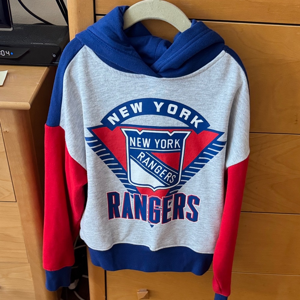 NHL New York Rangers Blue and Red Hoodie Sweater Girls